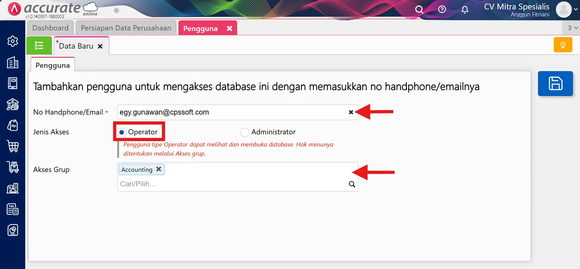tambah pengguna baru